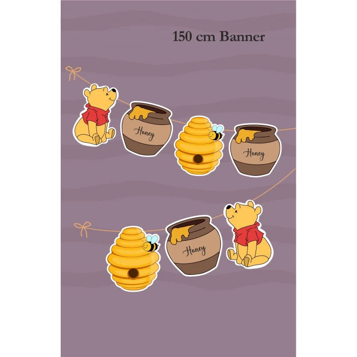 Winnie The Pooh Temalı Doğum Günü* Büyük Banner *Kalın Kağıt 150cm