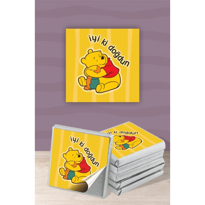 Winnie The Pooh Temalı Doğum Günü Çikolata Etiketi * Sticker 60 adet 4x4 cm