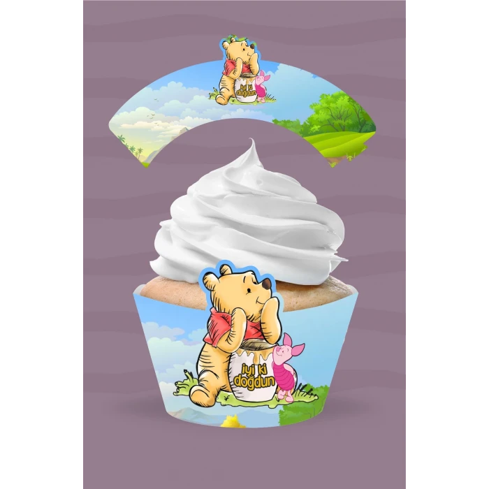 Winnie the Pooh Temalı Doğum Günü * Cupcake Sargısı 8li