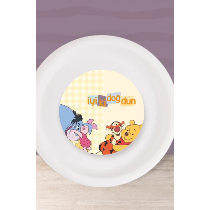 Winnie The Pooh Temalı Doğum Günü Seti Tabak Sticker (Etiket) 15li