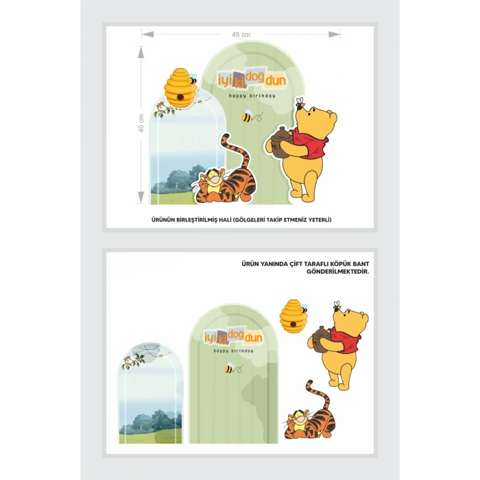 Winnie The Pooh Temalı Parçalı Ayaklı Pano 3Boyutlu (Masa Üstü) * Kalın Kağıt
