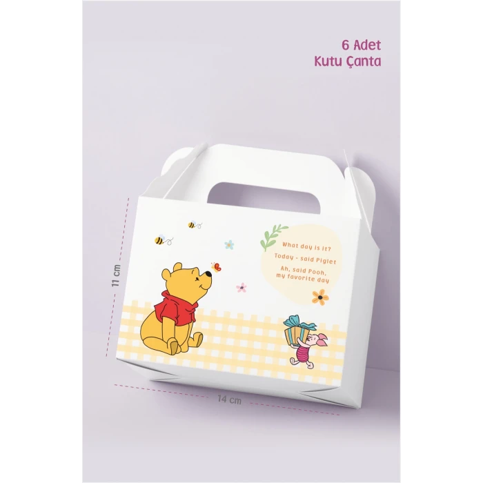 Winnie The Pooh Teması Kutu Çanta Postacı 14x17 cm *6lı Paket