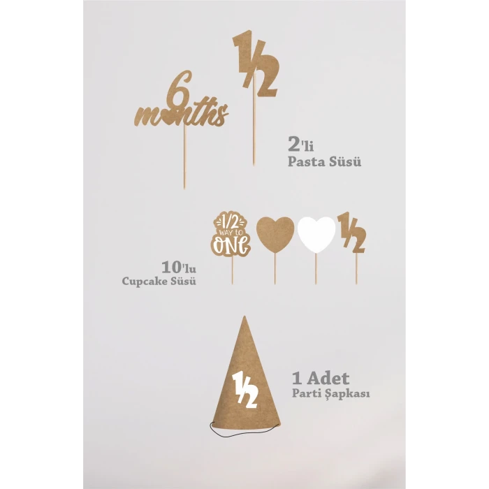 Yarım Yaş Partisi Doğum Günü Seti Naturel 6 Months Party