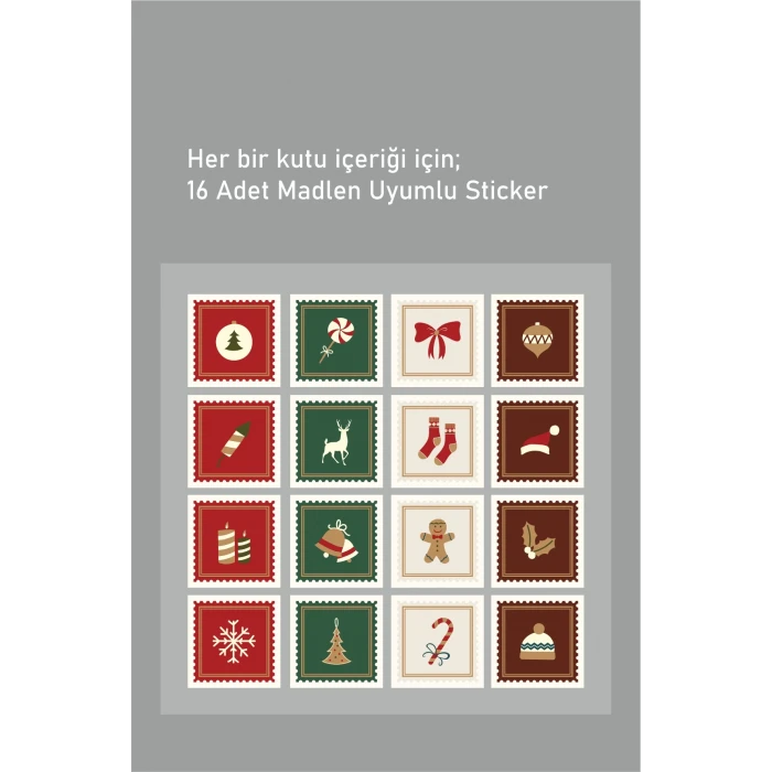 Yeniyıl Temalı Kutu + Etiket Set + Not Kartı 17x5x4,5cm *10lu Paket