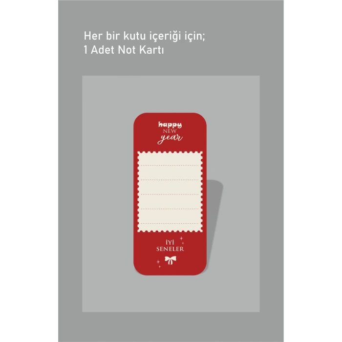 Yeniyıl Temalı Kutu + Etiket Set + Not Kartı 17x5x4,5cm *10lu Paket