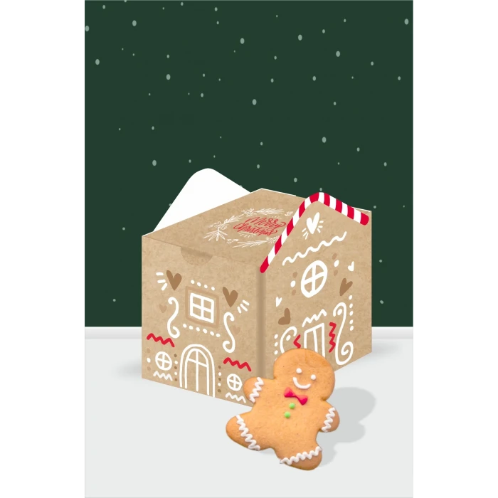 Yeniyıl Teması Kurabiye Ev Kutu - Mini Hediyelik ( Şeker, Sakız, Mini Oyuncak ) 5x5x5 cm *8li Paket