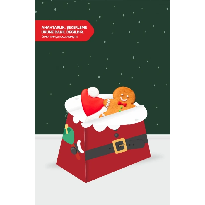 Yeniyıl Teması Piramit Kutu - Mini Hediyelik ( Anahtarlık, Mini Oyuncak, Şeker) 13x7x5cm *8li Paket