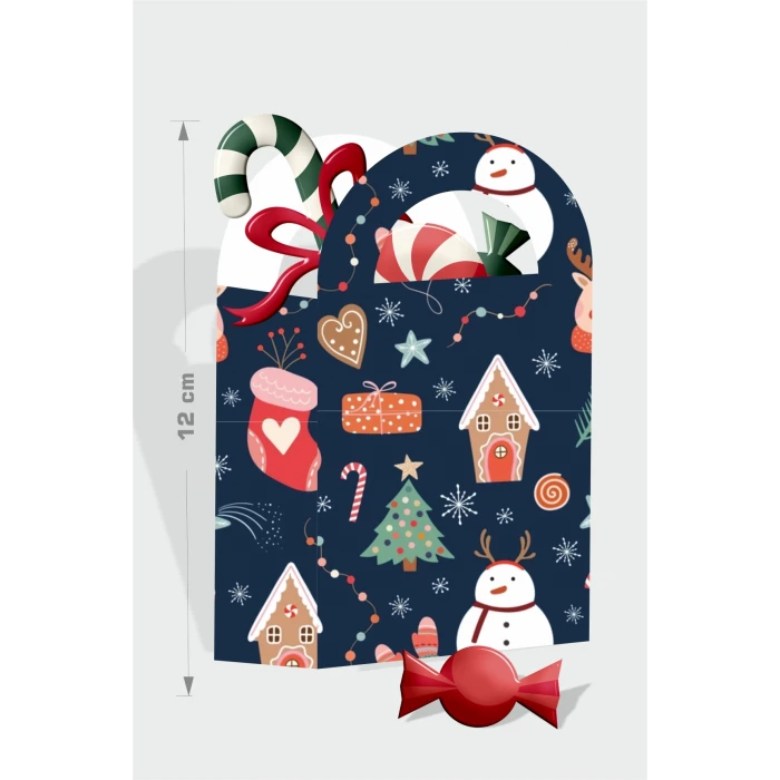 Yılbaşı Temalı Kardanadam Mini Çanta 12x7 cm 8li Paket