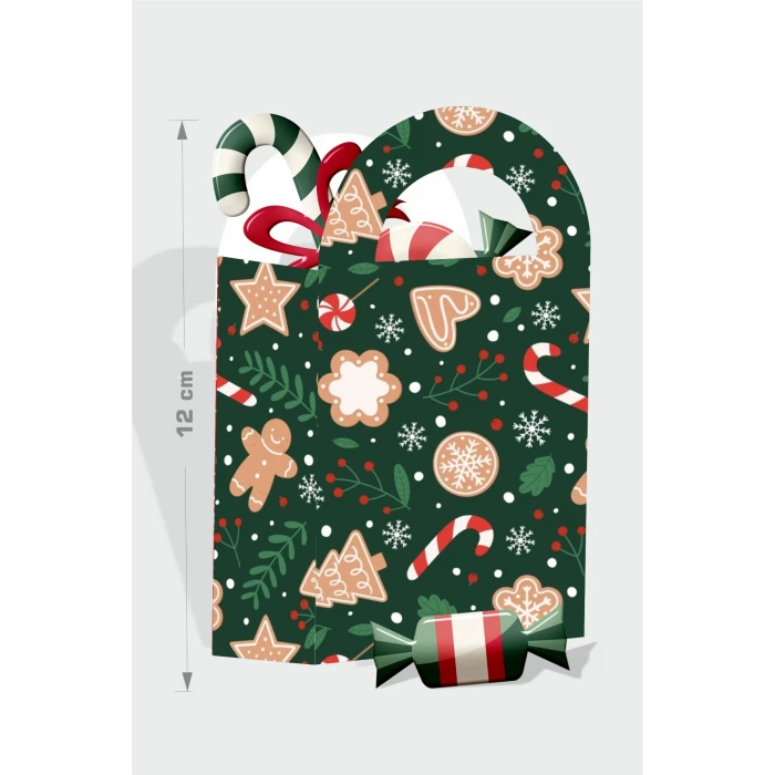 Yılbaşı Temalı Kurabiye Adam Mini Çanta 12x7 cm 8li Paket