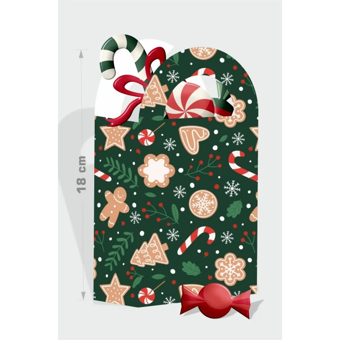 Yılbaşı Temalı Kurabiye Adam Temalı Çanta 18x10 cm *8li Paket