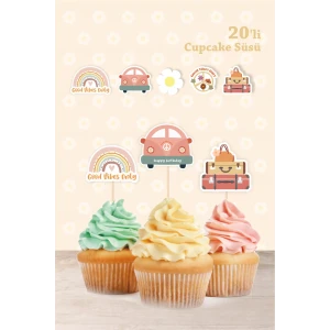 Good Vibes Temalı Doğum Günü * Cupcake Süsü 20li