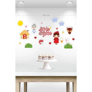 Kırmızı Başlıklı Kız Temalı Çok Parçalı Afiş *Kalın Kağıt 150 cm