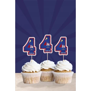 Lunapark Temalı * 4 (dört) Yaşında Cupcake Süsü 10lu