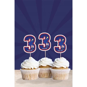 Lunapark Temalı * 3 (üç) Yaşında Cupcake Süsü 10lu