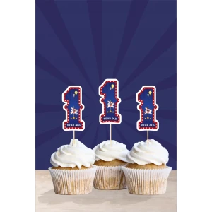Lunapark Temalı * 1 (bir) Yaşında Cupcake Süsü 10lu
