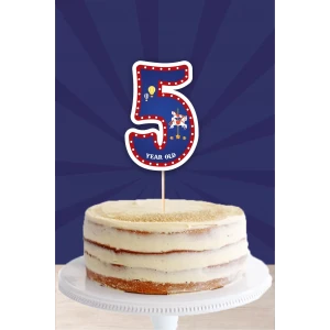 Lunapark Temalı 5 Yaşında (beş) Pasta Süsü *Kalın Kağıt