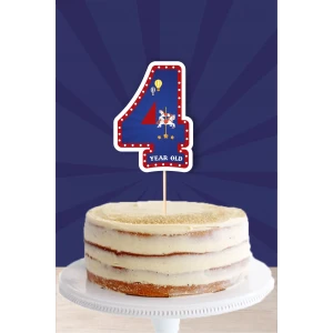 Lunapark Temalı 4 Yaşında (dört) Pasta Süsü *Kalın Kağıt