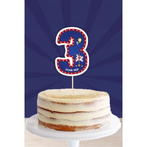 Lunapark Temalı 3 Yaşında (üç) Pasta Süsü *Kalın Kağıt