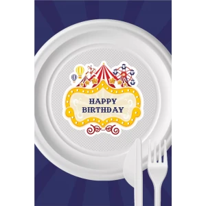 Lunapark Temalı Tabak Sticker 15li * Yapışkanlı Kağıt