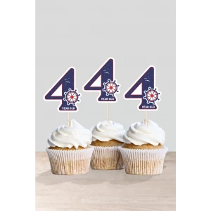 Denizci Temalı * 4 (dört) Yaşında Cupcake Süsü 10lu