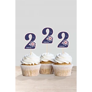 Denizci Temalı * 2 (iki) Yaşında Cupcake Süsü 10lu