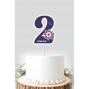 Denizci Temalı 2 Yaşında (iki) Pasta Süsü *Kalın Kağıt