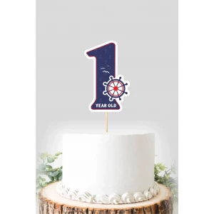 Denizci Temalı 1 Yaşında (Bir) Pasta Süsü *Kalın Kağıt