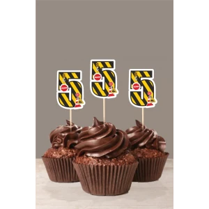 İş Makinaları Temalı * 5 (beş) Yaşında Cupcake Süsü 10lu