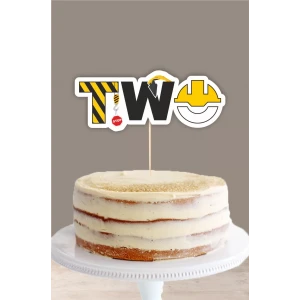 İş Makinaları Temalı TWO (2) Pasta Süsü *Kalın Kağıt