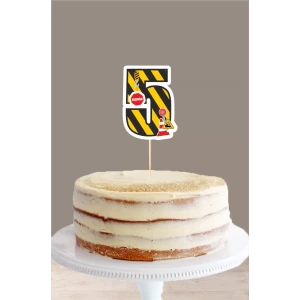 İş Makinaları Temalı 5 Yaşında (beş) Pasta Süsü *Kalın Kağıt