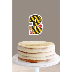 İş Makinaları Temalı 3 Yaşında (üç) Pasta Süsü *Kalın Kağıt