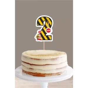 İş Makinaları Temalı 2 Yaşında (iki) Pasta Süsü *Kalın Kağıt