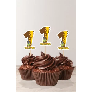 Dinozor Temalı * 1 (bir) Yaşında Cupcake Süsü 10lu