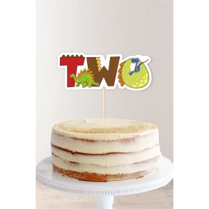 Dinozor Temalı TWO (2) Pasta Süsü *Kalın Kağıt