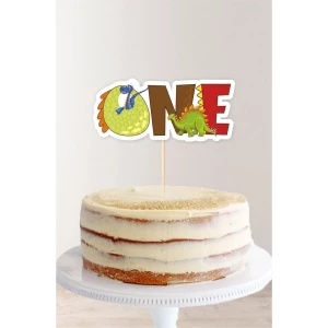 Dinozor Temalı ONE (1) Pasta Süsü *Kalın Kağıt