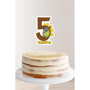 Dinozor Temalı 5 Yaşında (beş) Pasta Süsü *Kalın Kağıt