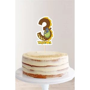 Dinozor Temalı 3 Yaşında (üç) Pasta Süsü *Kalın Kağıt