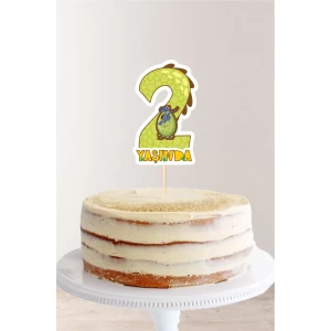 Dinozor Temalı 2 Yaşında (iki) Pasta Süsü *Kalın Kağıt