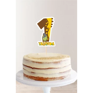 Dinozor Temalı 1 Yaşında (Bir) Pasta Süsü *Kalın Kağıt