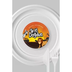Safari Temalı Tabak Sticker 15li * Yapışkanlı Kağıt
