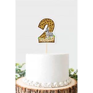 Safari Temalı 2 Yaşında (iki) Pasta Süsü *Kalın Kağıt