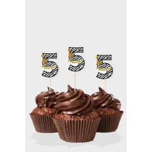 Safari Temalı * 5 (beş) Yaşında Cupcake Süsü 10lu