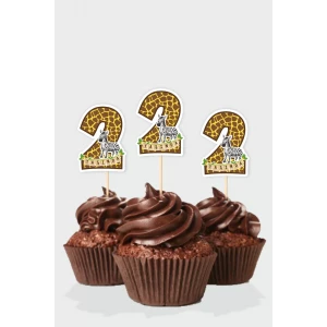 Safari Temalı * 2 (iki) Yaşında Cupcake Süsü 10lu
