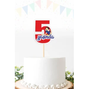 Pamuk Prenses Temalı 5 (beş) Yaşında Pasta Süsü *Kalın Kağıt