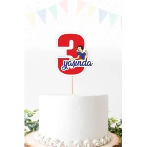 Pamuk Prenses Temalı 3 (üç) Yaşında Pasta Süsü *Kalın Kağıt