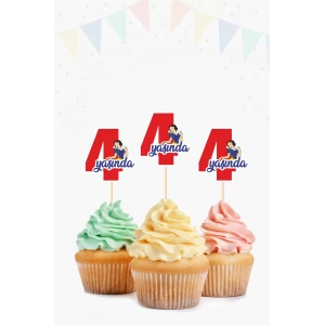 Pamuk Prenses Temalı * 4 (dört) Yaşında Cupcake Süsü 10lu