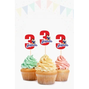 Pamuk Prenses Temalı * 3 (üç) Yaşında Cupcake Süsü 10lu