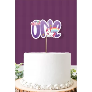 Unicorn Temalı ONE (1) Pasta Süsü *Kalın Kağıt