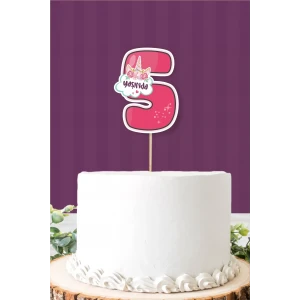 Unicorn Temalı 5 Yaşında (beş) Pasta Süsü *Kalın Kağıt