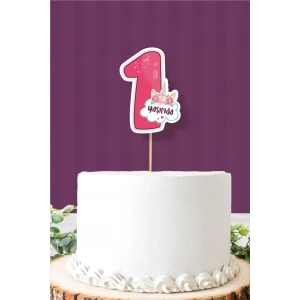 Unicorn Temalı 1 Yaşında (Bir) Pasta Süsü *Kalın Kağıt